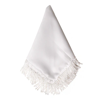 Салфетка Сатин Премиум, белая с бисером