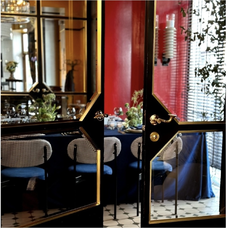 Стул Модерн Черный, Натуральный ротанг + Глубокий синий - Фото миниатюра 2