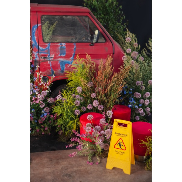 Пуф Цилиндр Золотой обод, Малиново-красный - Фото 4