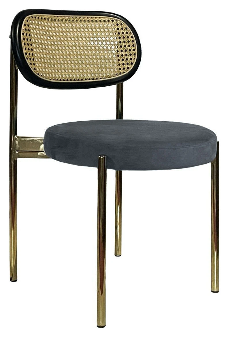 Стул Модерн Золото, Ротанг в черной раме + графит