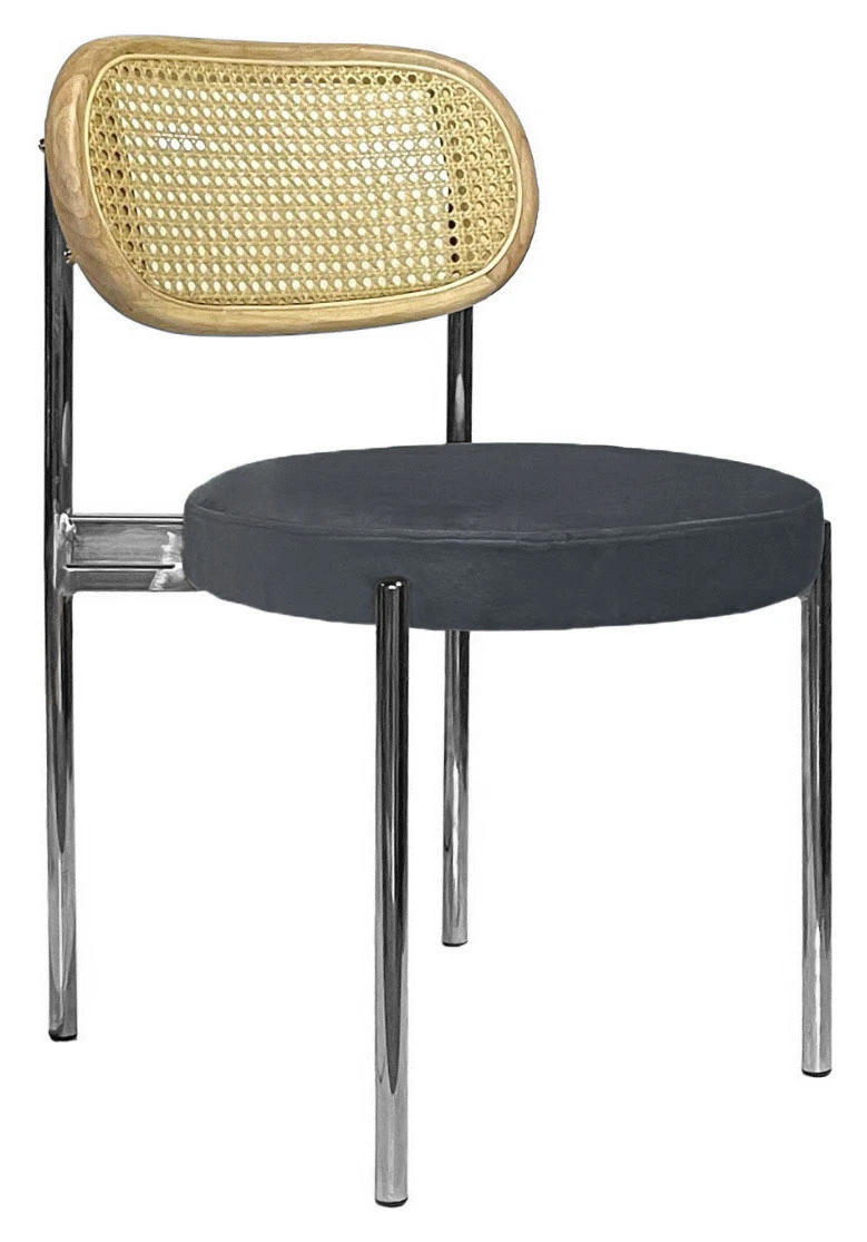 Стул Модерн Серебро, Натуральный ротанг + графит