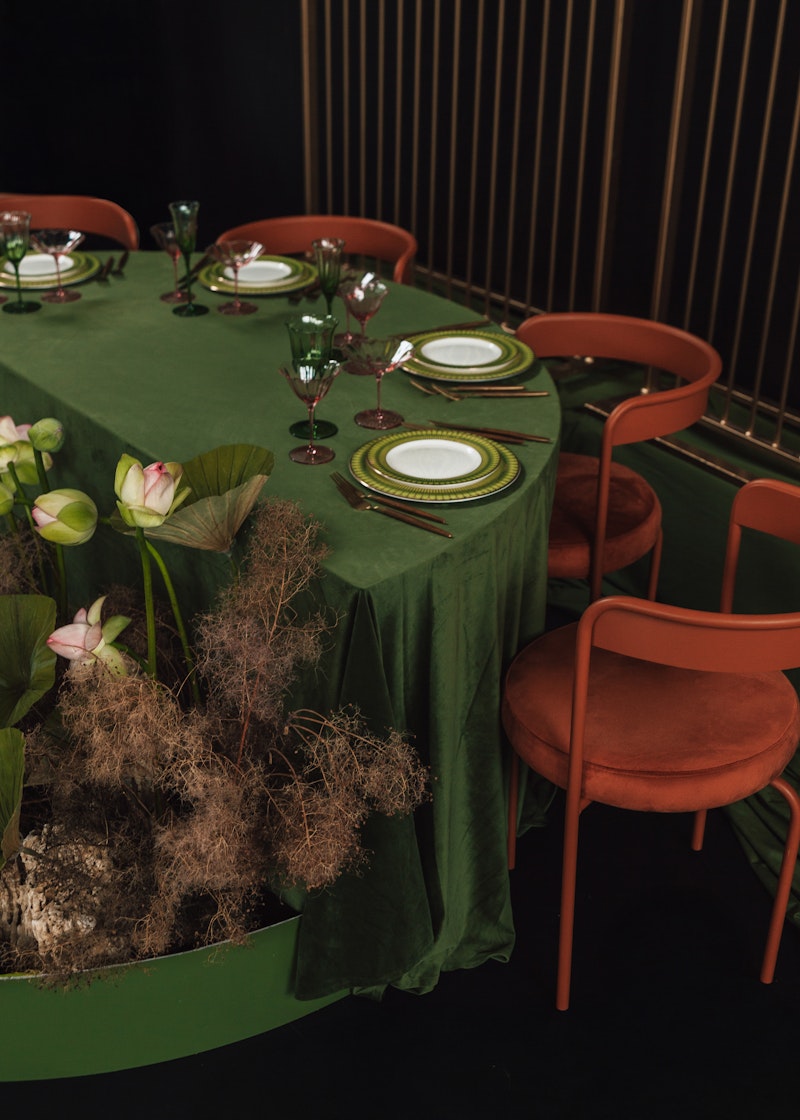 Скатерть велюр, круглая, матча