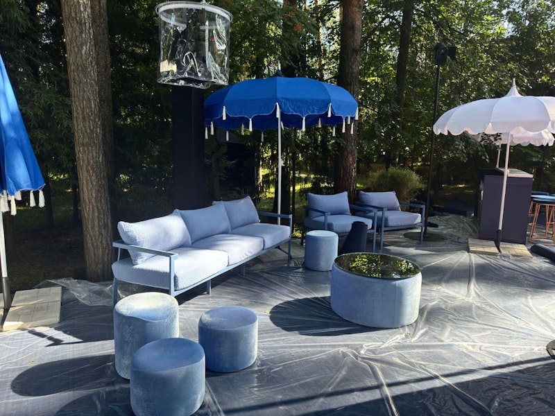 Кресло Хагги, Черничный йогурт + Голубой Тедди