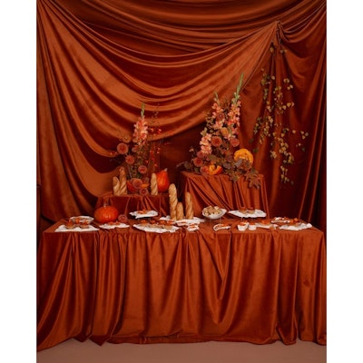 Скатерть велюр, прямоугольная, терракотовая - изображение 4