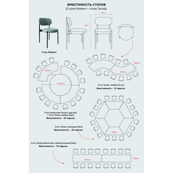 Стол Тавола, змейка шириной 100 см, 1 модуль - изображение 7