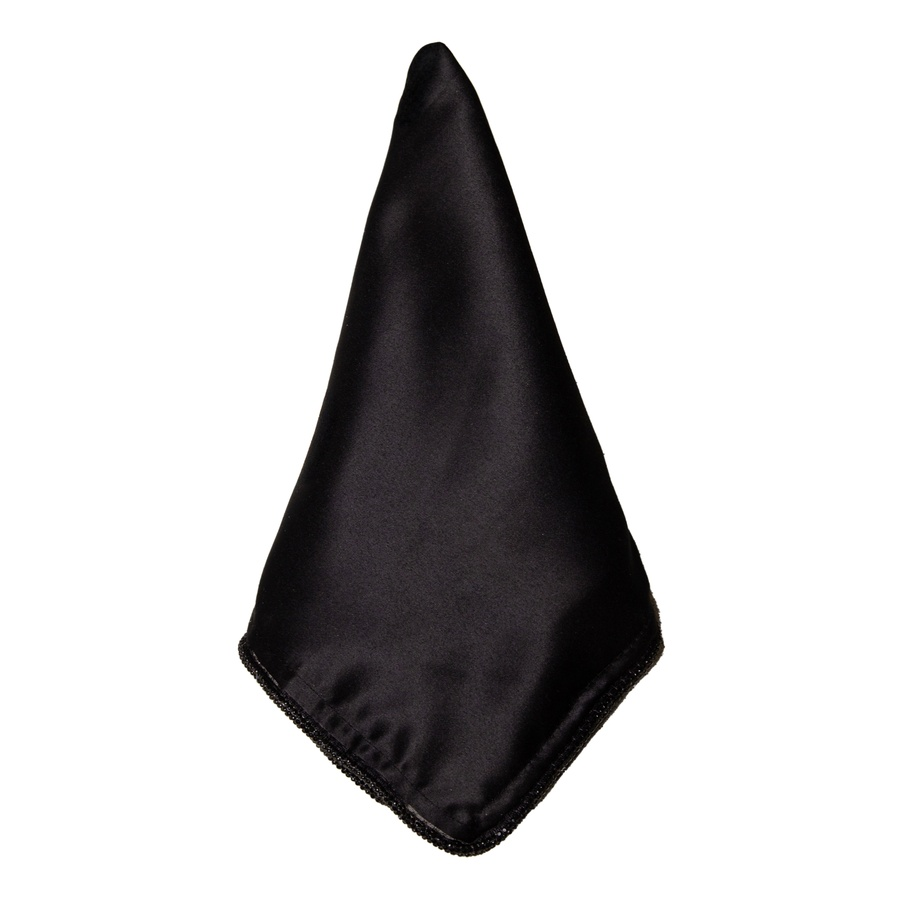 Салфетка Сатин Премиум, черная с бусинами - Фото миниатюра 1