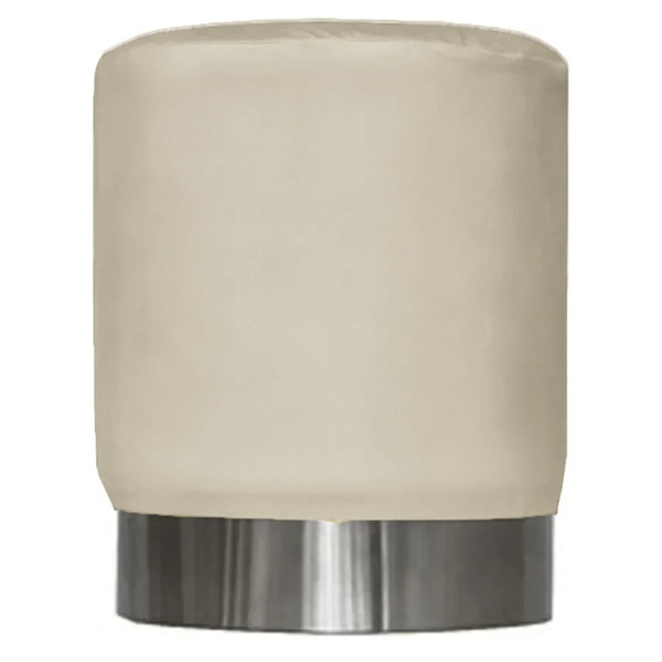 Пуф Цилиндр Серебряный обод, песочный велюр - Фото 1