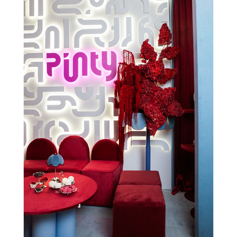 Комплект Стол "Да,капитан" Твист Черничный йогурт + Голубой с бордовым кантом, велюр - Фото миниатюра 3