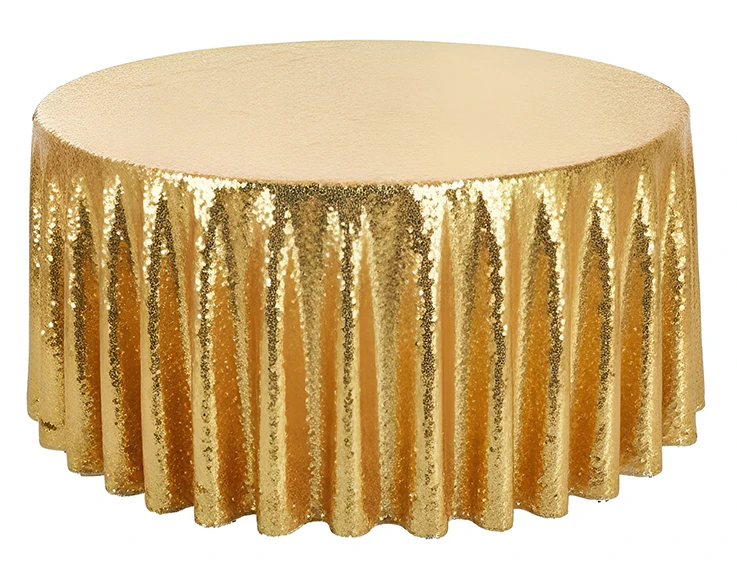 Скатерть с пайетками, круглая, золотая