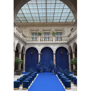 Пуф Цилиндр Золотой обод, сапфировый велюр - Фото 6