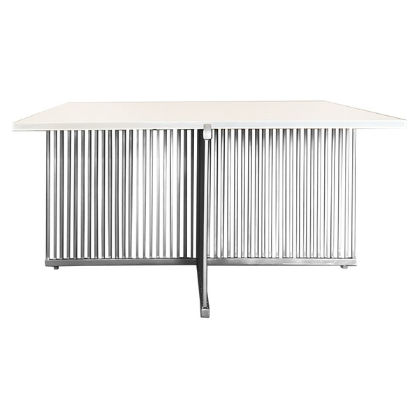 Журнальный столик Шреддер с квадратной столешницей, серебряный цвет подстолья  