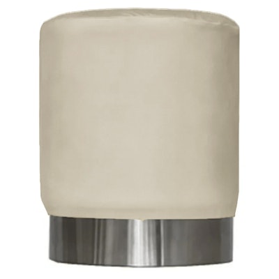 Пуф Цилиндр Серебряный обод, песочный велюр