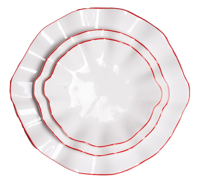 Сет порционных тарелок Лотос с красной каймой