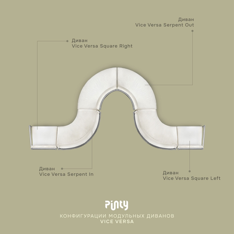 Пуф Кручу-верчу Змейка Вогнутый Черная ночь - Фото миниатюра 3