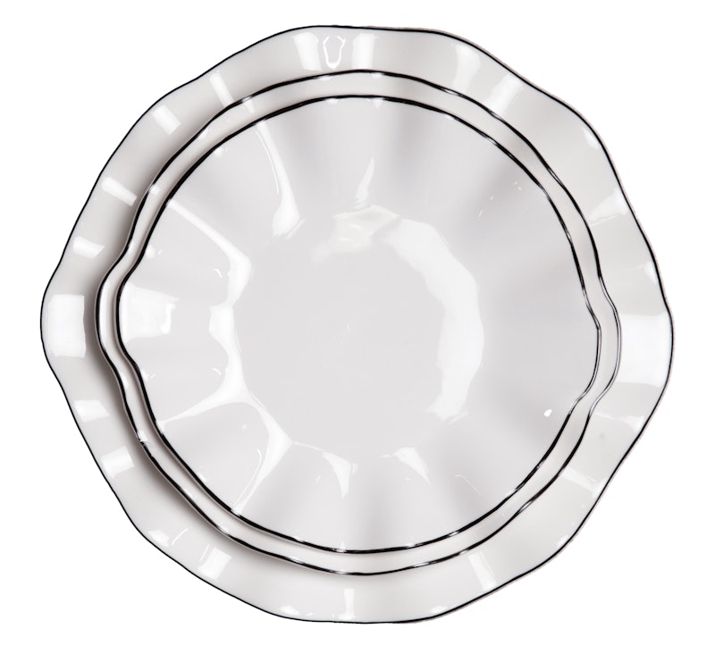 Сет порционных тарелок Лотос с черной каймой