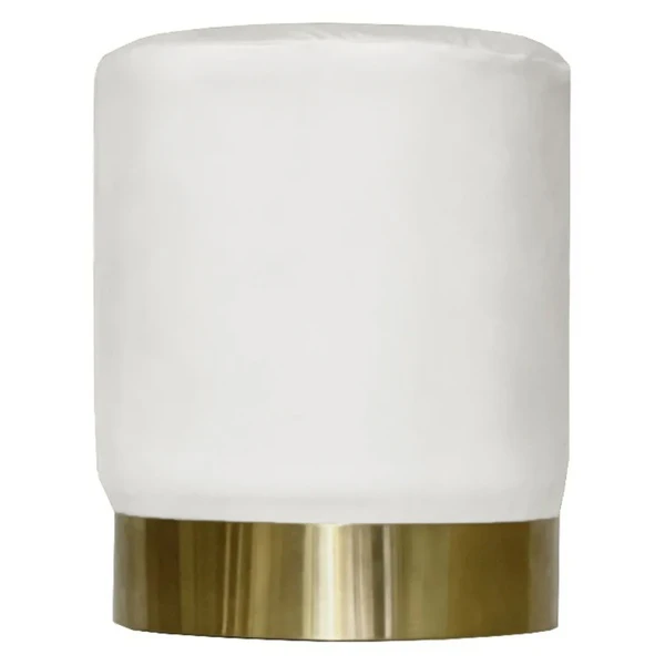 Пуф Цилиндр Золотой обод, белоснежный велюр