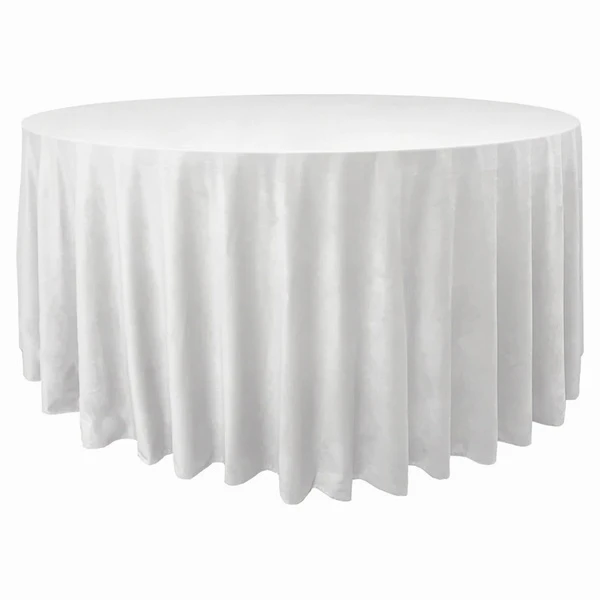 Скатерть велюр, круглая, белоснежная - Фото 1