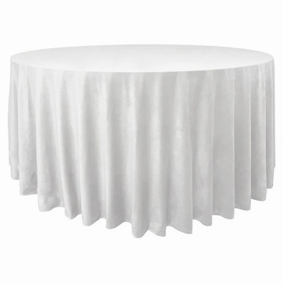 Скатерть велюр, круглая, белоснежная