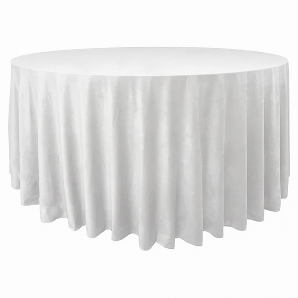 Скатерть велюр, круглая, белоснежная - Фото 1