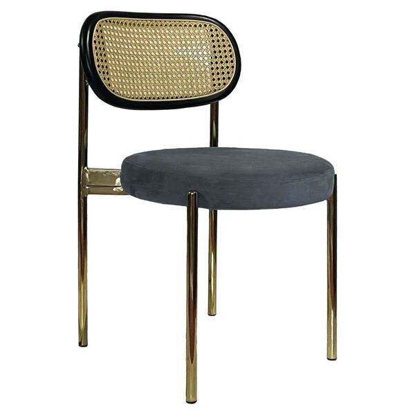 Стул Модерн Золото, Ротанг в черной раме + графит