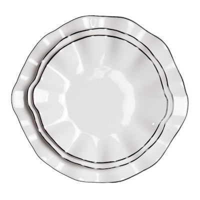 Сет порционных тарелок Лотос с черной каймой