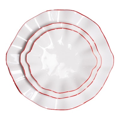 Сет порционных тарелок Лотос с красной каймой