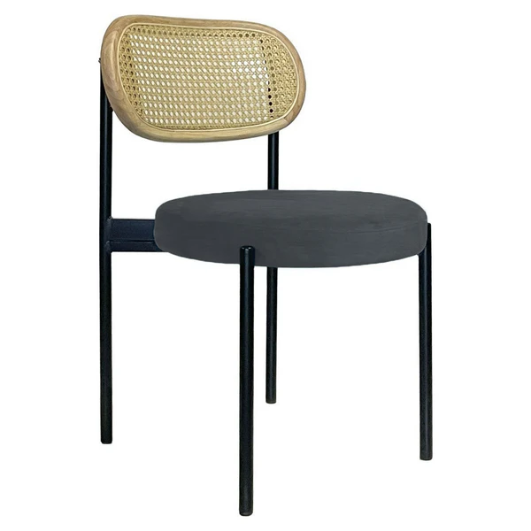 Стул Модерн Черный, Натуральный ротанг + графит