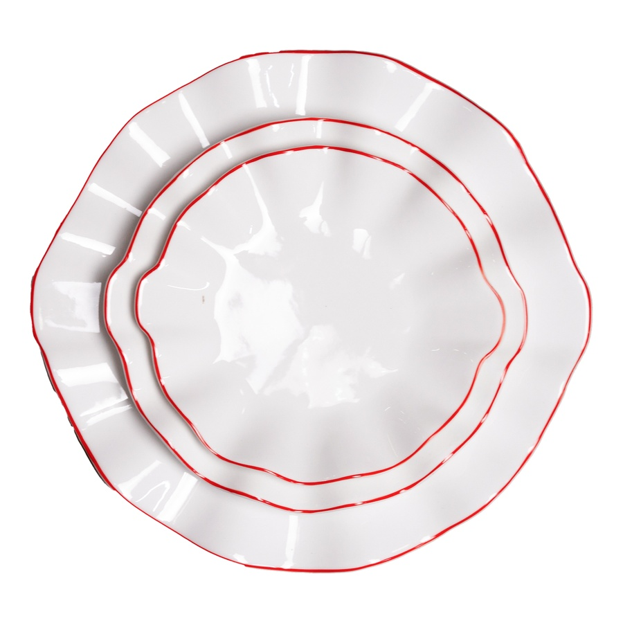 Сет порционных тарелок Лотос с красной каймой - Фото миниатюра 1