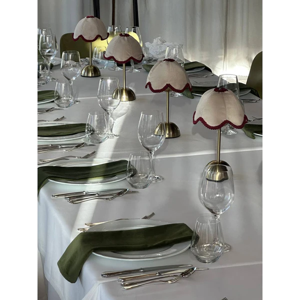 Лампа Дом Цветочек, золото + бежевый велюр + бордовая тесьма - Фото 2