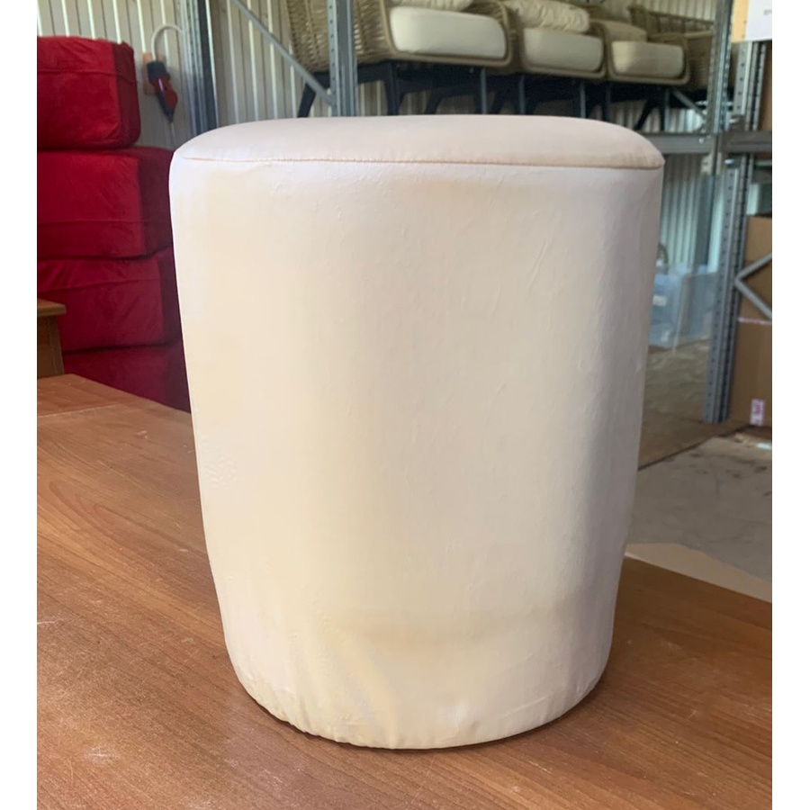 Пуф Цилиндр Золотой обод, песочный велюр. - Фото миниатюра 2