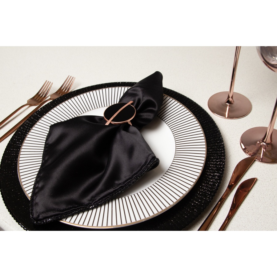 Салфетка Сатин Премиум, черная с бусинами - Фото миниатюра 3