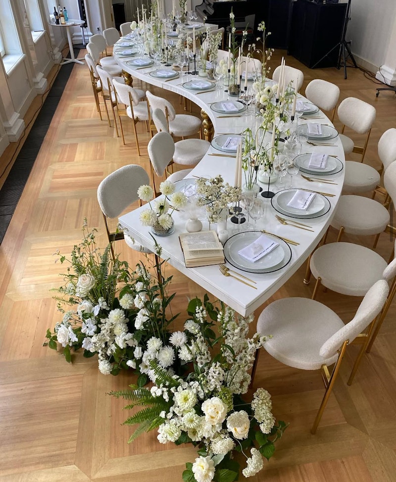 Стол-змейка-80, золотой, столешница белый МДФ, 1 модуль