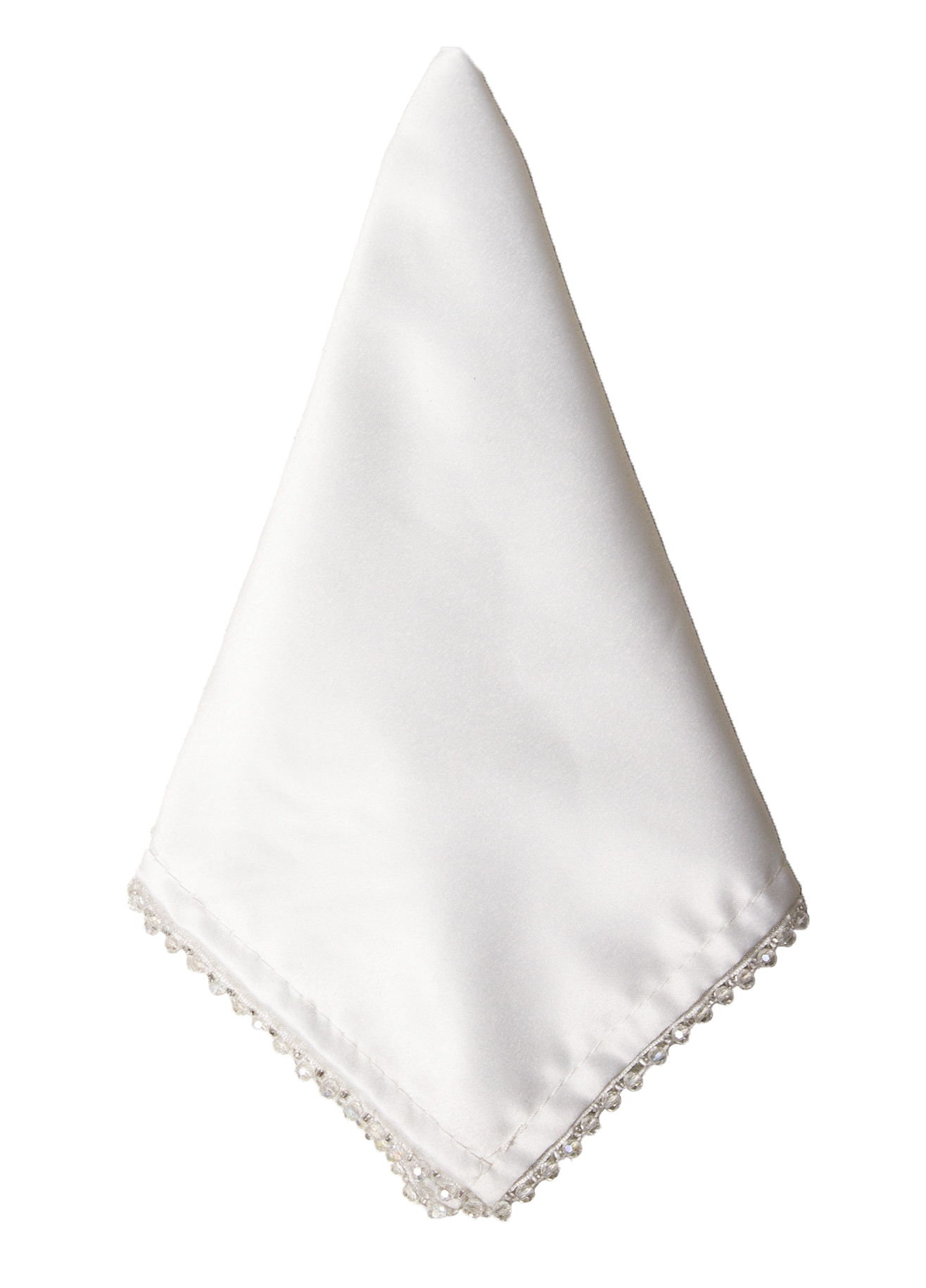 Салфетка Сатин Премиум, белая с бусинами