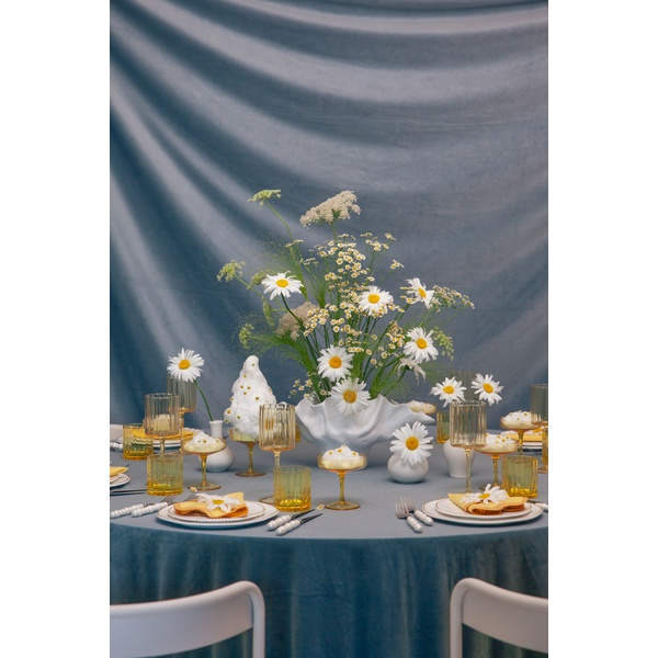 Скатерть велюр, круглая, серо-голубая - Фото 8