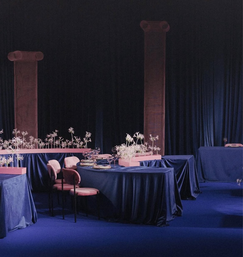 Скатерть велюр, прямоугольная, сапфировая ХЛ