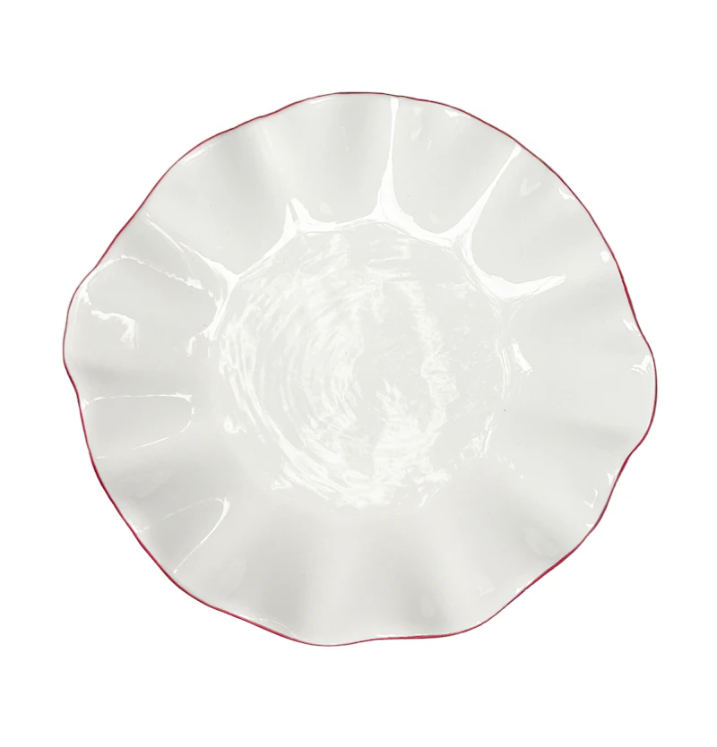 Порционная тарелка Лотос с красной каймой М