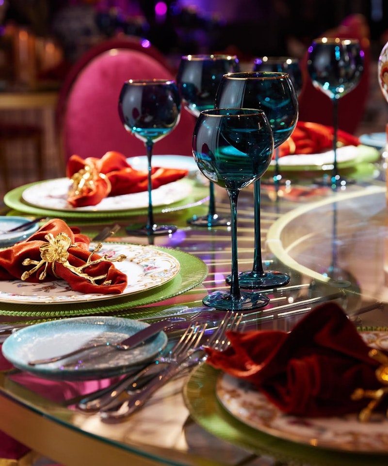 Бокал Сирен Л синий с золотой каймой