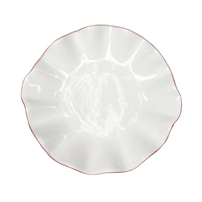 Порционная тарелка Лотос с красной каймой М