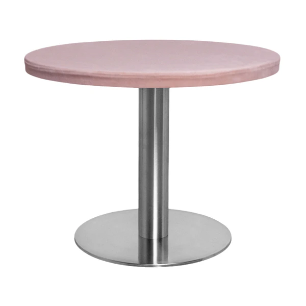Стол Твист Круглый 43см, Серебро + Светло-розовый