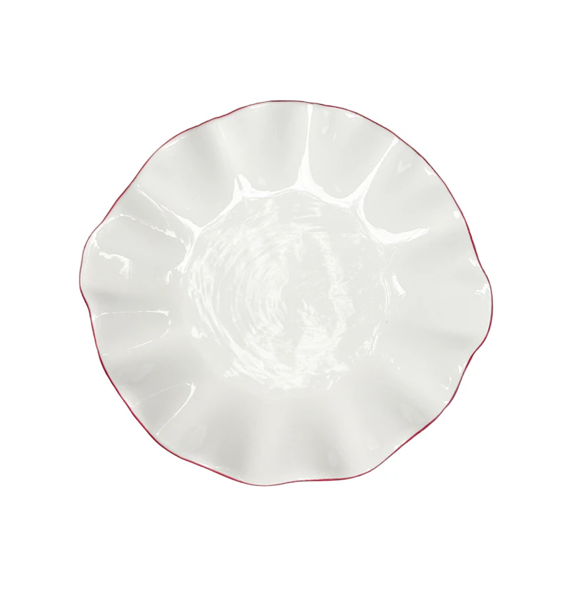 Порционная тарелка Лотос с красной каймой С