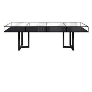 Стол "Лофт Черный", прозрачная столешница, черное подстолье