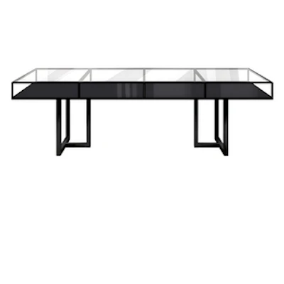 Стол "Лофт Черный", прозрачная столешница, черное подстолье - изображение 1