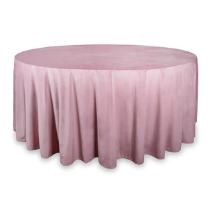 Скатерть круглая бархат пыльно-розовая - Фото 1