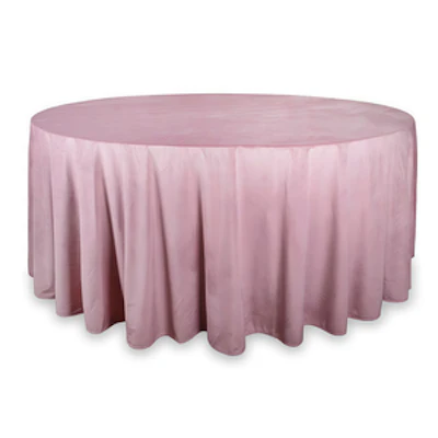 Скатерть круглая бархат пыльно-розовая - изображение 1