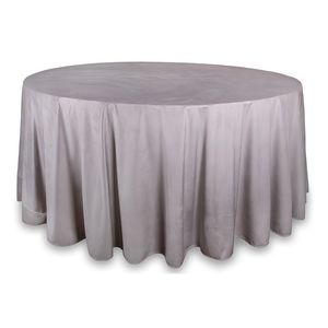 Скатерть круглая бархат платиново-серая