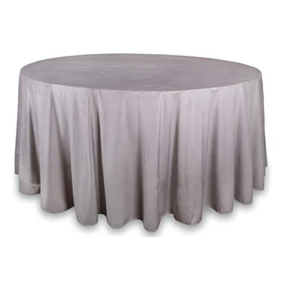 Скатерть круглая бархат платиново-серая - изображение 1
