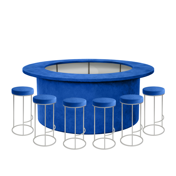 Комплект барной стойки  "Луна" 360  синий бархат