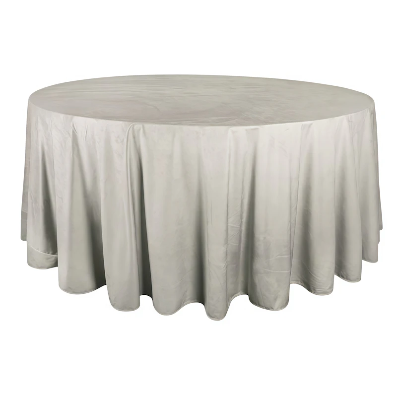 Скатерть круглая бархат светло-серая