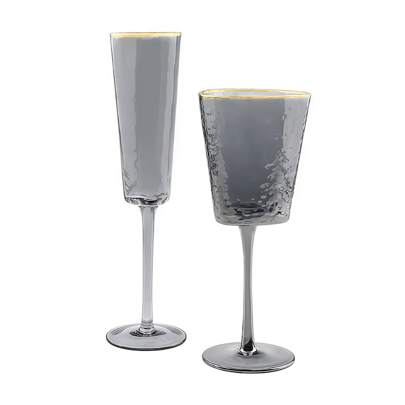 Набор бокалов "Блум" дымчатые с золотым кантом