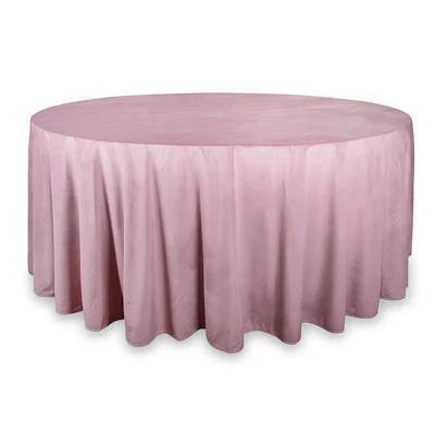 Скатерть круглая бархат пыльно-розовая